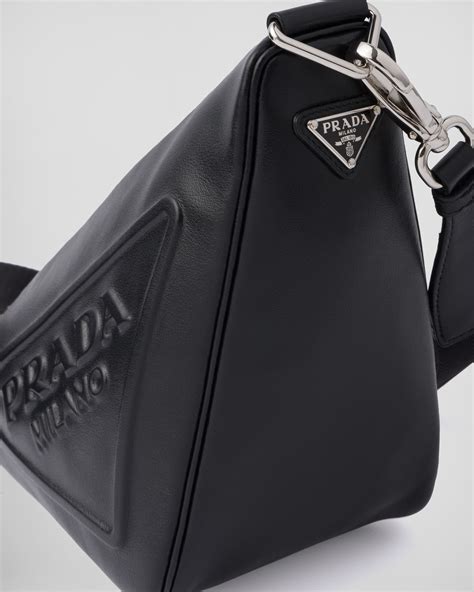 leather-trimmed messenger bag prada|Prada Triangle leather bag.